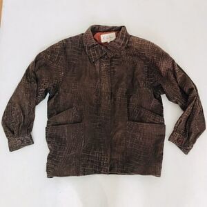 M JULIAN Leather Jacket L Large Womens Croc Print